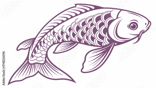 Koi Fish Illustration in a Stylish Artistic Design.