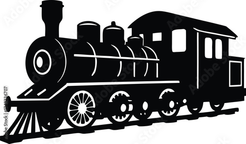  locomotive train design, rail transport silhouette
