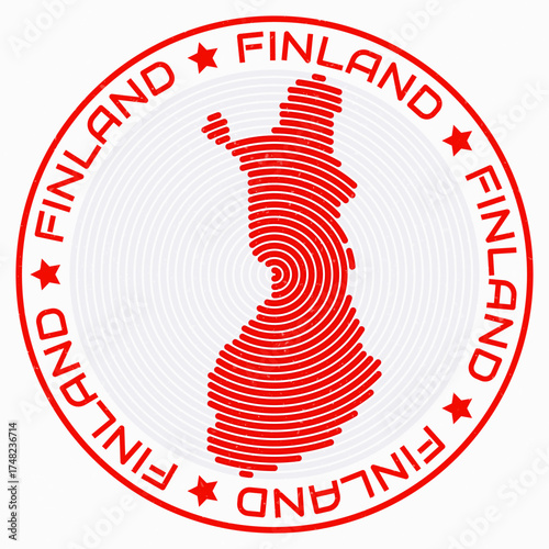 Finland map with round title. Country shape rings. Finland text around the country boundary shape. Beautiful vector illustration.