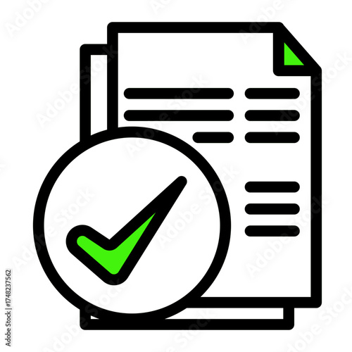 Document Verification Authentication icon from the Notary icon collection (Outline Color Lineal Style)