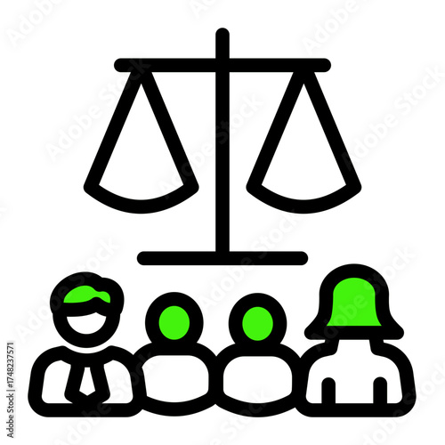 Child Custody Justice Balance icon from the Notary icon collection (Outline Color Lineal Style)