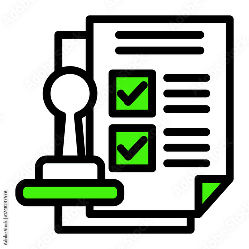 Legal Document Certification Stamp icon from the Notary icon collection (Outline Color Lineal Style)