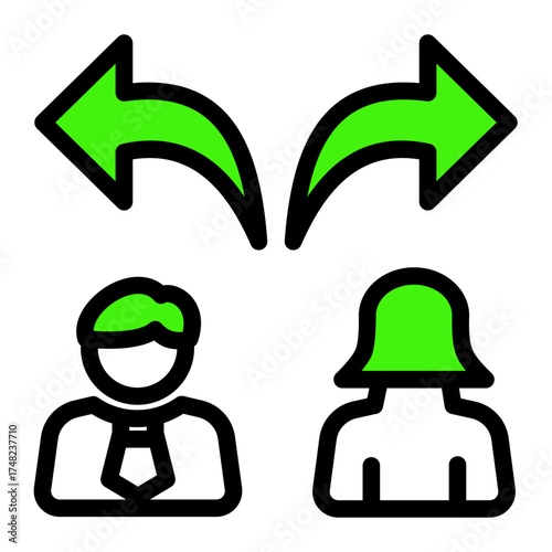 Legal Conflict Resolution icon from the Notary icon collection (Outline Color Lineal Style)
