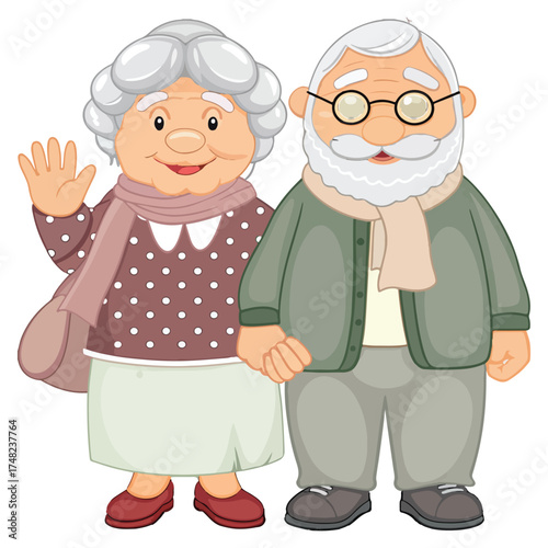Happy Grandparents and Family Illustration Vector