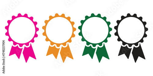 Badge with ribbon icon collection.