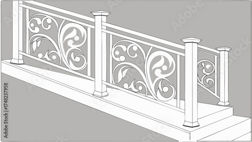 Ornate Staircase Railing Design.