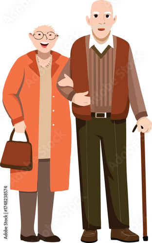 Happy Grandparents and Family Illustration Vector