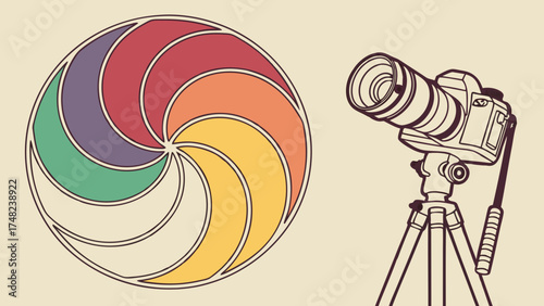 Photography Studio Abstract Design Digital Camera Illustration.