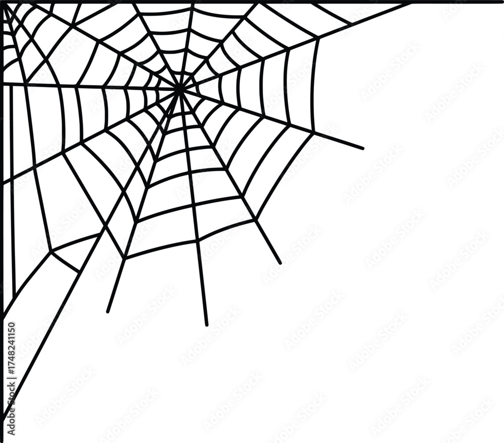 Obraz premium Halloween Spider Web Decoration, Spooky Atmosphere, Home, Illustration, Dark Environment, Close-up View, Eerie Concept for Halloween Festivities