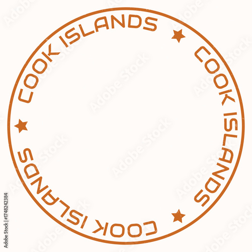 Cook Islands map with round title. Country shape rings. Cook Islands text around the country boundary shape. Amazing vector illustration.