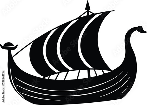  viking ship vector, Norse vessel icon  