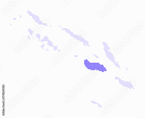 Solomon Islands dotted map. Digital style map of the country on white background. Solomon Islands shape with square dots. Colored dots style. Small size squares. Stylish vector illustration.