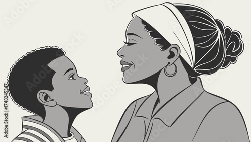 A parent and child looking at each other love and care concept.