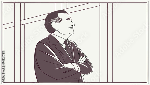 Business Professional with Arms Crossed Optimistic and Confident.