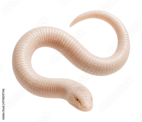 Pale, translucent-skinned Iberian worm lizard with diminished eyesight.