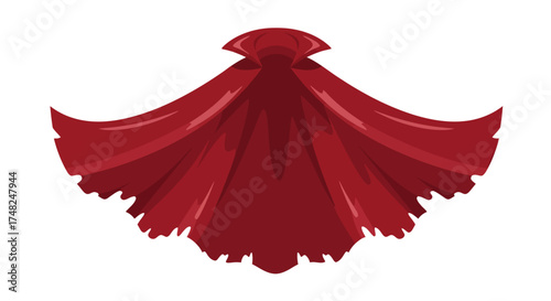 Illustration of a red cape with jagged edges and a high collar.