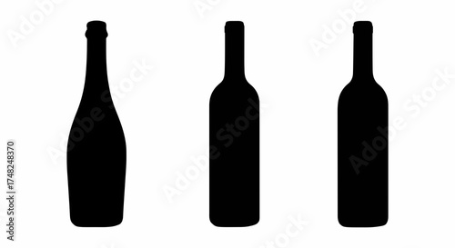 Three wine bottle silhouettes