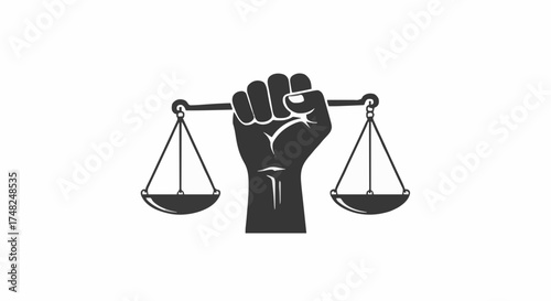 Fist holding scales of justice