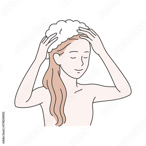 wash hair,hair care,shampoo,woman,line style icons