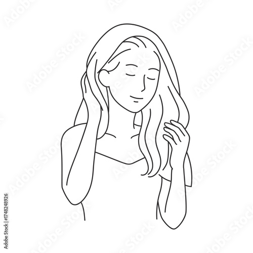 hair care,towel,woman,line style icons