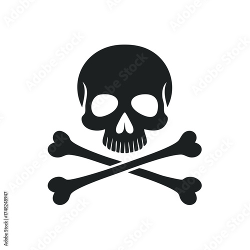 Skull and crossbones illustration, danger or pirate icon, Halloween design