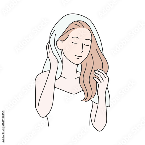 hair care,towel,woman,line style icons