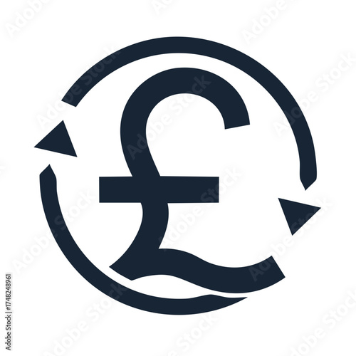 Pound Sterling currency symbol with circular arrow indicating exchange or circulation