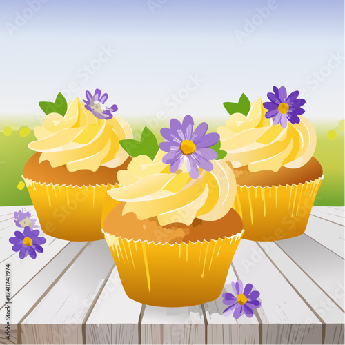 Frühlings-Cupcakes mit essbaren Blüten