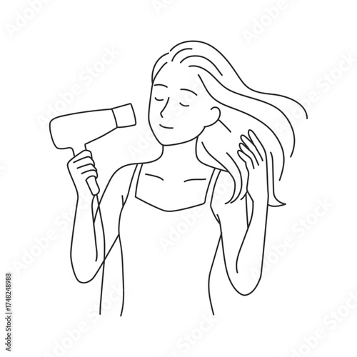 dry hair,,dryer,hair care,woman,line style icons