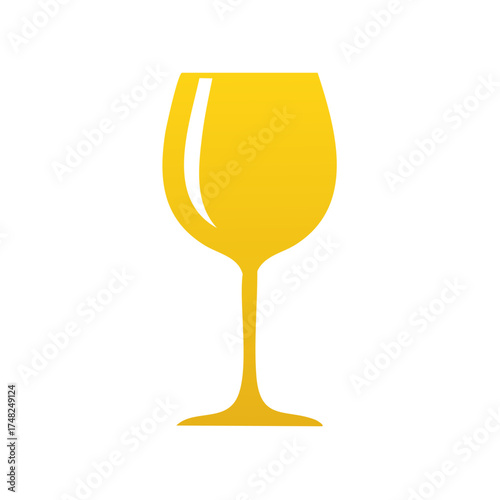Modern golden wine glass icon for parties celebrations and beverage concepts
