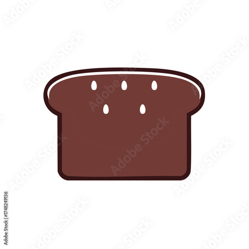 Abstract stylized slice of dark bread with five white seeds