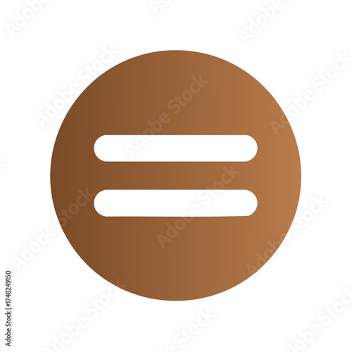 Brown circle with two horizontal white bars inside representing equality or balance