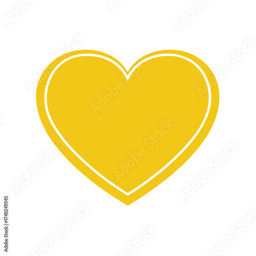 Bold Yellow Heart Symbol with White Outline, Valentine's Day Concept