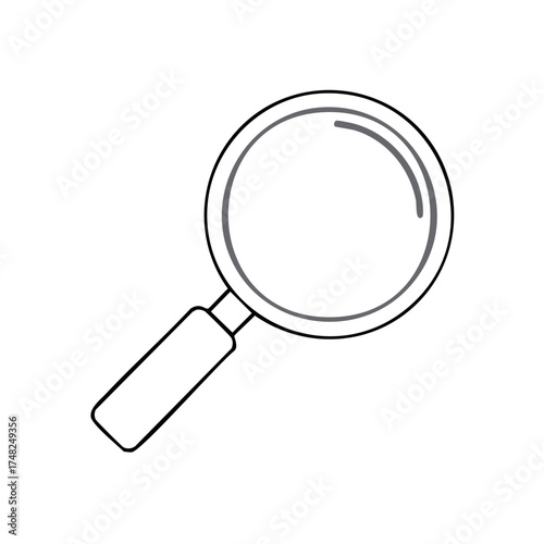 Minimalist line art magnifying glass icon representing search discovery and analysis