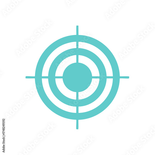 Turquoise target icon aiming for accuracy precision goals achievement bullseye