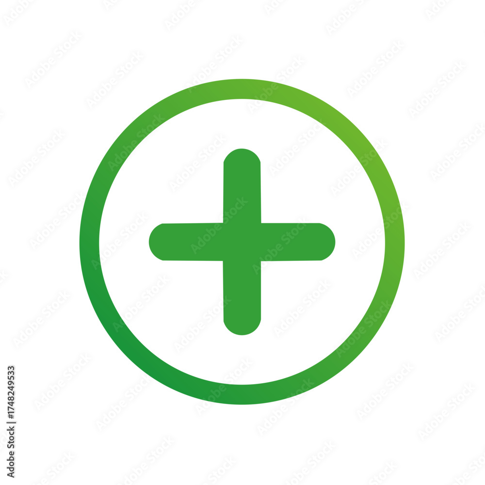 Fototapeta premium Green Plus Sign in Circle Isolated Vector Illustration Symbol