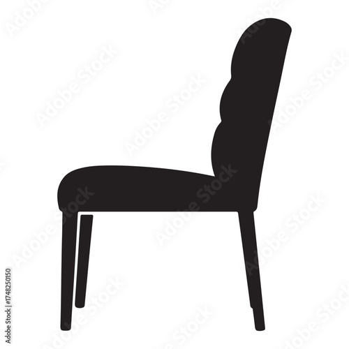 Elegant Black Silhouette of an Upholstered Chair on a White Background Ideal for Design and Illustration Purposes Showcasing Modern Furniture Style