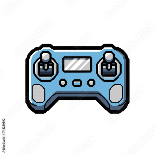 Stylized blue remote controller for a drone or quadcopter.