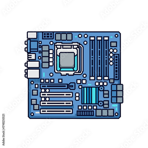 Detailed illustration of a modern computer motherboard component.