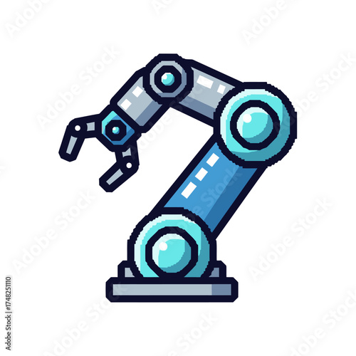 Modern industrial robotic arm manipulator icon.