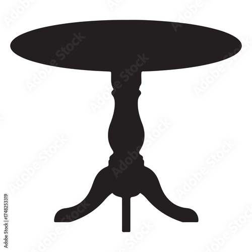 Elegant silhouette of a round wooden table isolated on white background showcasing furniture design and classic style for home decor