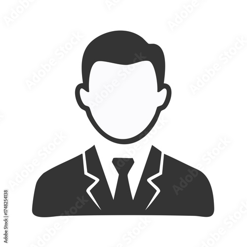 Silhouette of Businessman in Suit, Avatar Design for Professional Profile Image or Job Application Resource