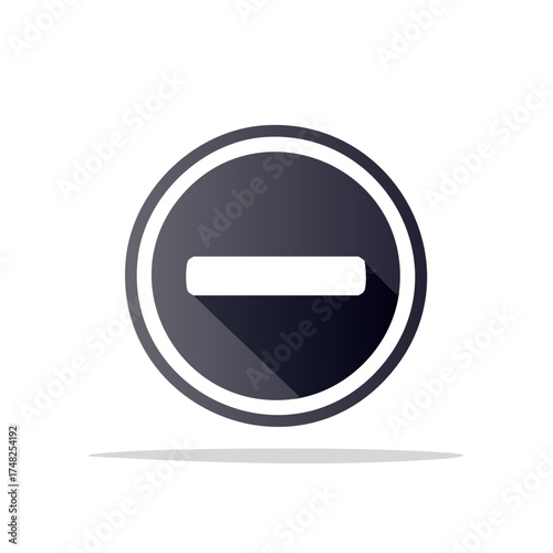 Stop sign icon illustration with shadow in gray and white
