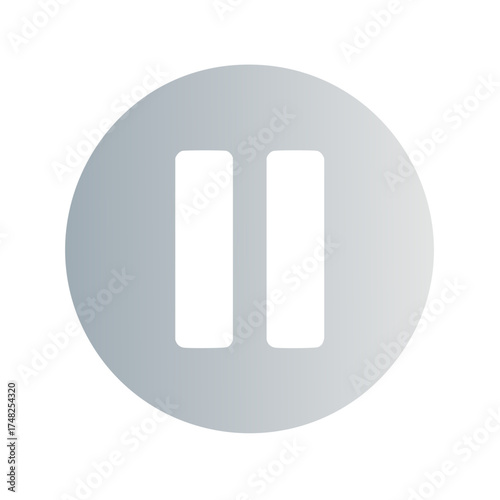 Sleek Gray Circular Pause Button Icon for Digital Media Player Interface