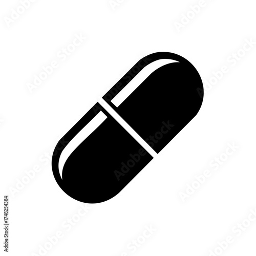 Capsule Pill Isolated in Black and White Minimalist Medicine