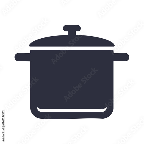 Dark silhouette of a cooking pot with lid and side handles kitchen utensil symbol