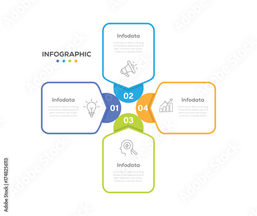 Business Infographic template vector with 4 options or steps. Can be used for process diagram, presentations, workflow layout, banner, flow chart, info graph