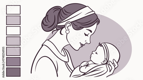 Mom and Baby Motherhood Love and Bond Graphic Illustration.