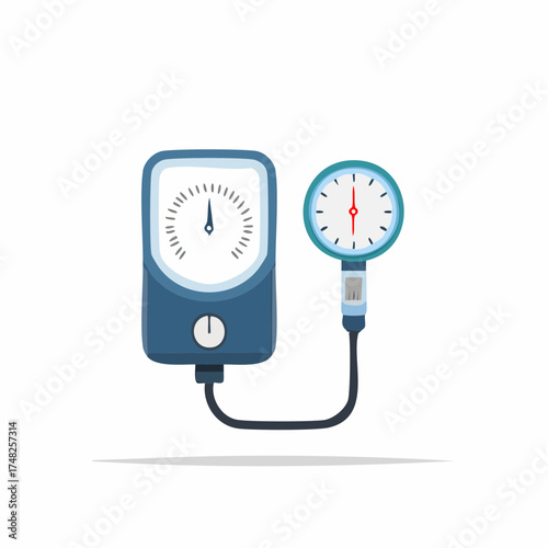 Medical diagnostic tool for measuring blood pressure, a sphygmomanometer with a gauge, and a cuff