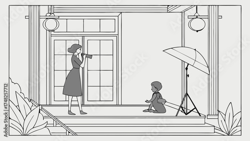 Photographer Capturing a Candid Moment of a Subject in Studio Setting.